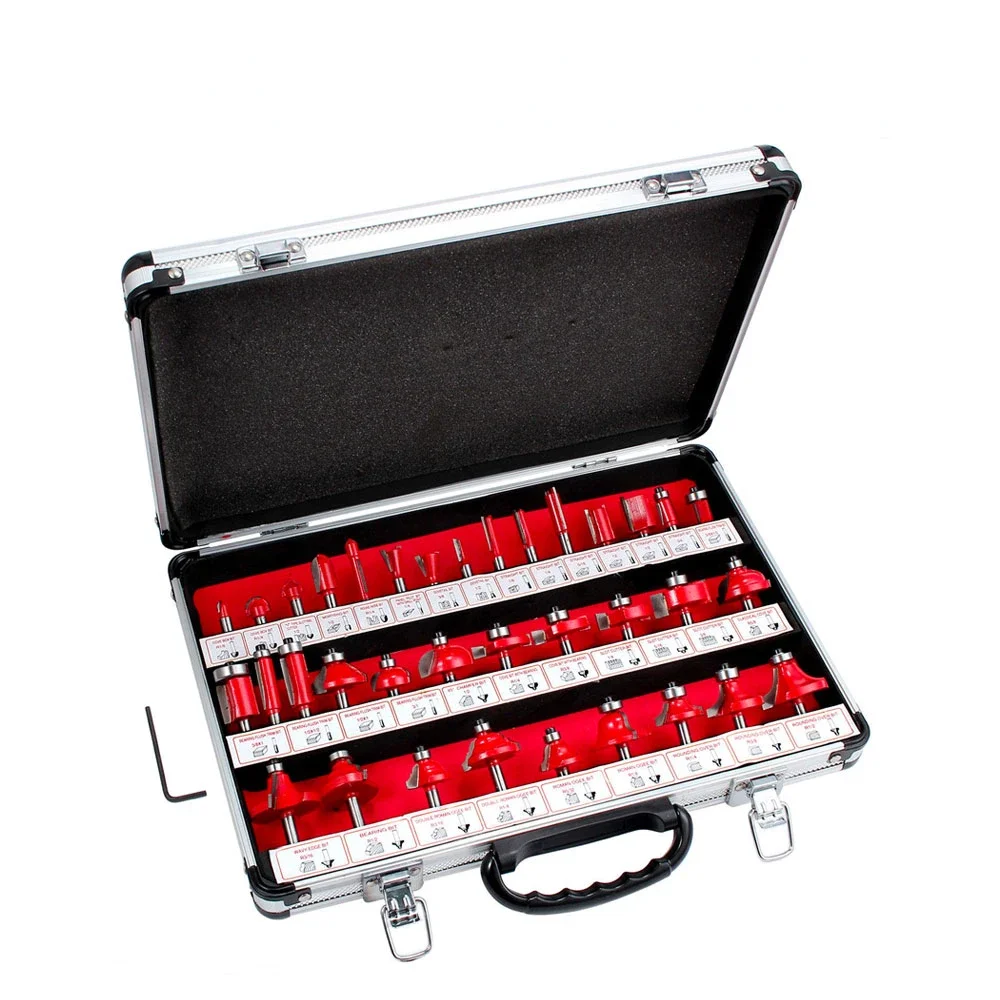 Imagem -02 - Router Bit Grupo Gravação Fresagem Shank Carbide Carpintaria Ferramentas de Corte Cor Aleatória mm 635 mm 35 Pcs Profissional
