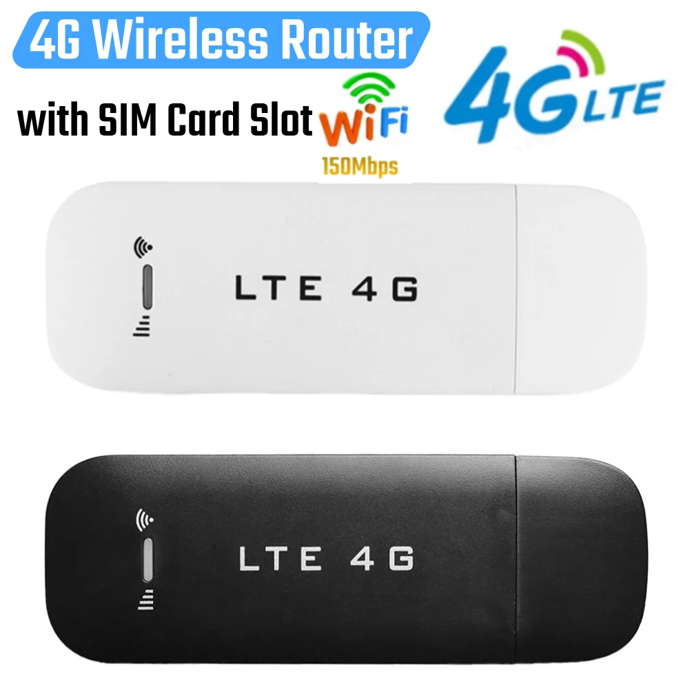 4G LTE Wireless USB Dongle Router 150Mbps High Speed WiFi Mobile Router SIM Card Pocket WiFi Hotspot Routert for Home Office
