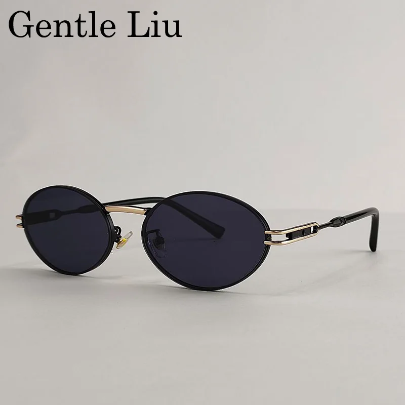 Kleine ovale Punk-Sonnenbrille für Damen 2026 – Luxusmarke, Vintage-Metallrahmen, trendige Sonnenbrillen für Damen, UV400-Schutz – Detail 1