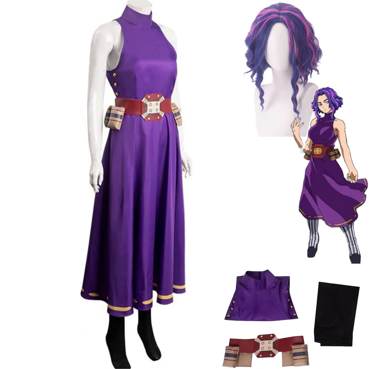 Anime My Hero Academia Lady Nagant Cosplay Costume Tsutsumi Kaina Wig Purple Dress Combat Uniform Woman Sexy Birthday Party Suit