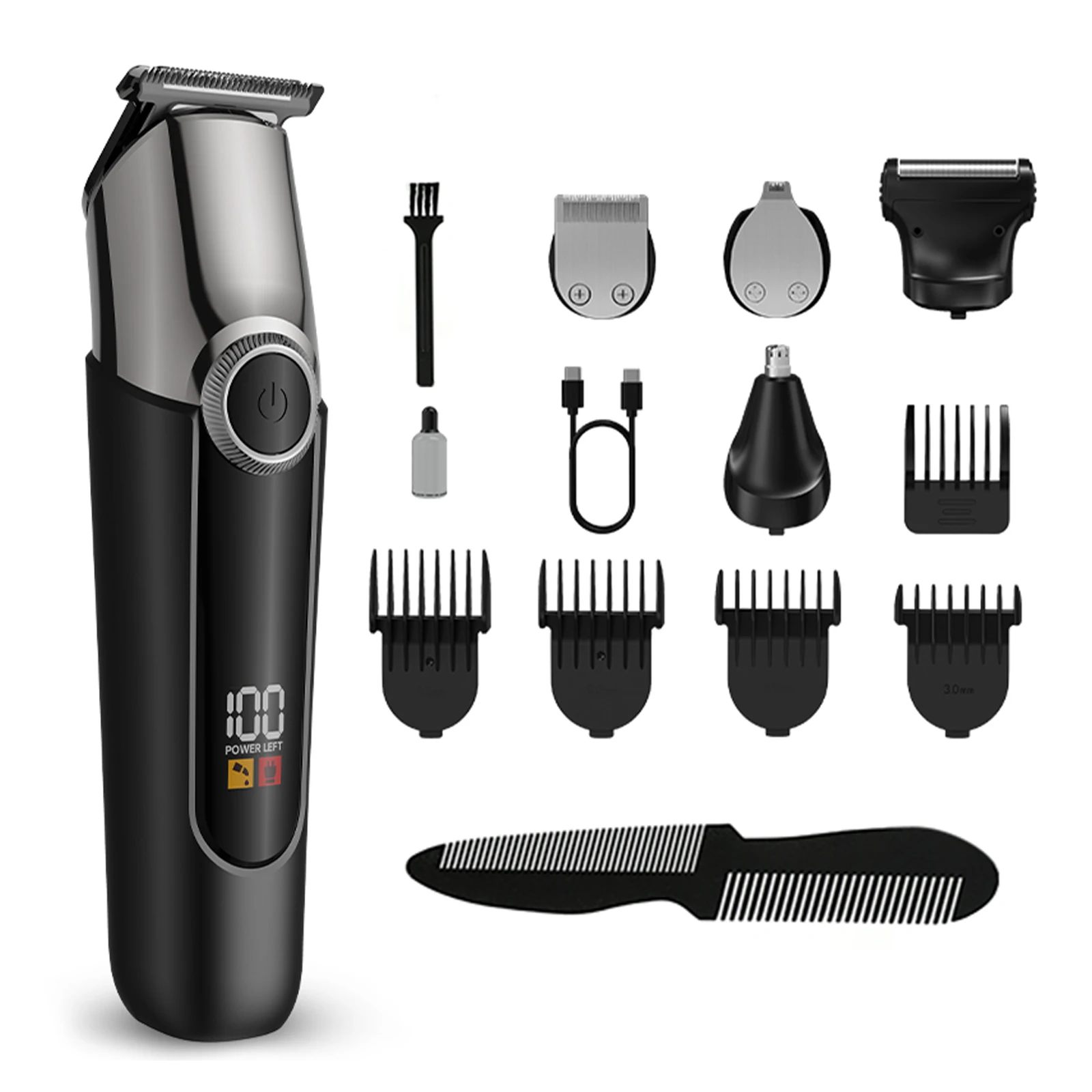 

Beard Trimmer Professional Hair Clipper Zero Gapped TBlade Electric Shaver Razor Nose Body Trimmer for Men Cordless Grooming Kit