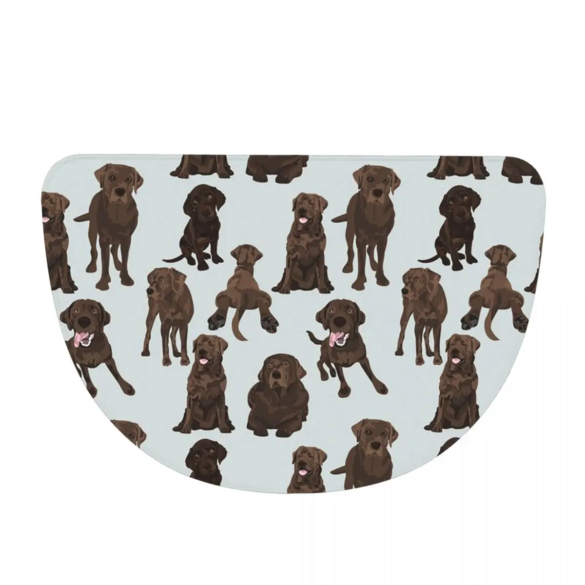 Chocolate Labrador Soft Flannel Half Round Doormat Non Slip Bathroom Mat Absorbent Floor Carpet for Garage