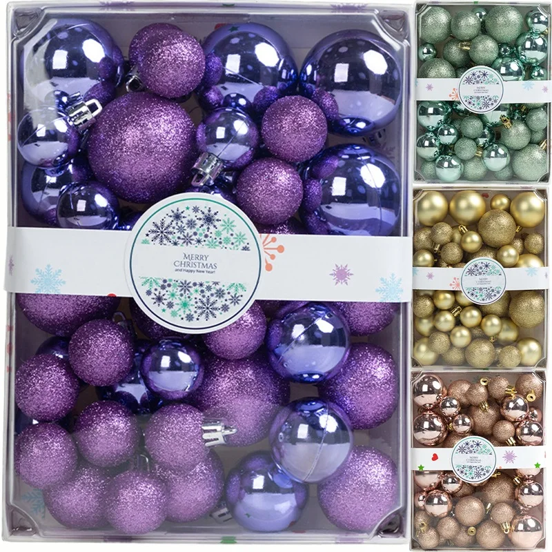 42 Pcs Christmas Ball Ornaments Set Glitter Plastic Balls Tree Hanging Decor for Home Holiday Party