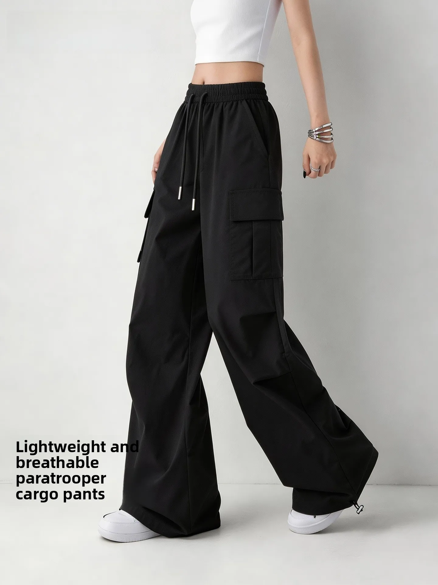 

Женские повседневные брюки-карго с широкими штанинами, тонкие, быстросохнущие, спортивные, свободного кроя, летние, новинка 2026 года, модные