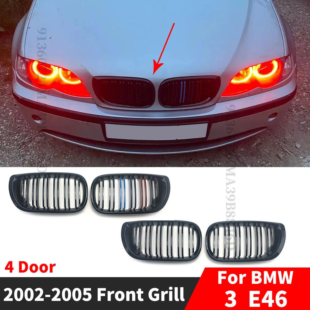 

Inlet Mesh Front Radiator Kidney Grille Hood Grill Grille Bumper Grid Accessories For BMW E46 3 Series 4 Door 2002-2005 Tuning