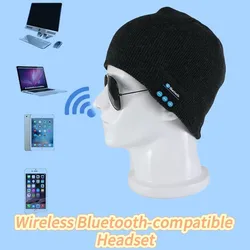 New Winter Bluetooth-Compatible Earphone USB Rechargeable Music Headset  Knitting Hat Cap Wireless Sport Headphone For Woman