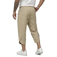 Summer Linen Short Pants Man Lightweight Pants for Men Breathable Baggy Pant Outdoor Men's Cotton Pants Multi-pocket Trousers 4