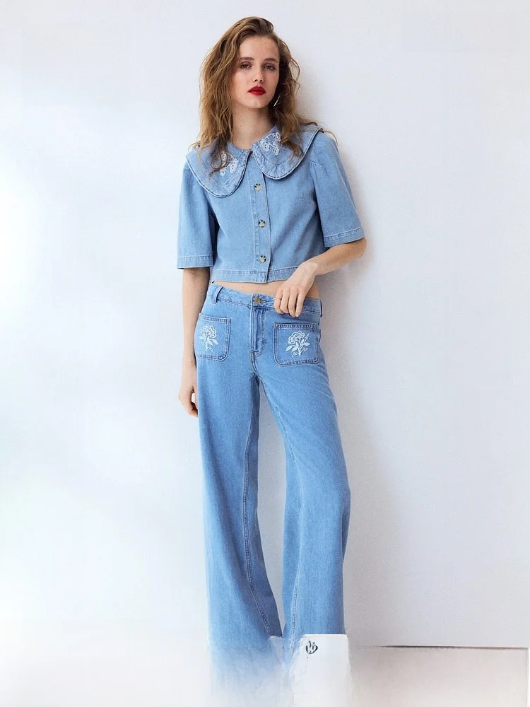 

H&M Women's Faionable ort Denim irt Spring 2026 Collared Trendy Jaet Casual Sle Pure Cotton Button Detail