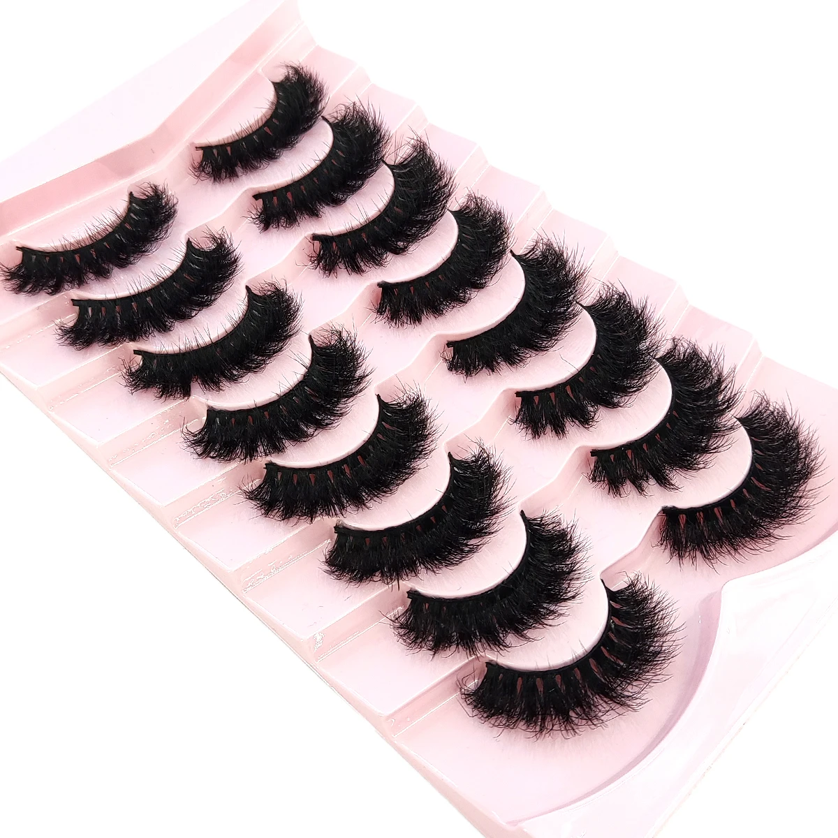HBZGTLAD 5/8 pares de pestañas de visón a rayas rusas naturales pestañas postizas 3D volumen pestañas postizas onduladas extensiones de pestañas maquillaje