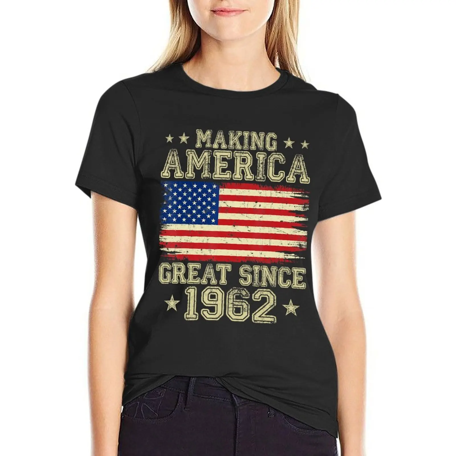 Making America Great Since 1962 USA Flag Retro 60th Birthday T-Shirt Blouse Aesthetic clothing anime clothes Women's t-shirt