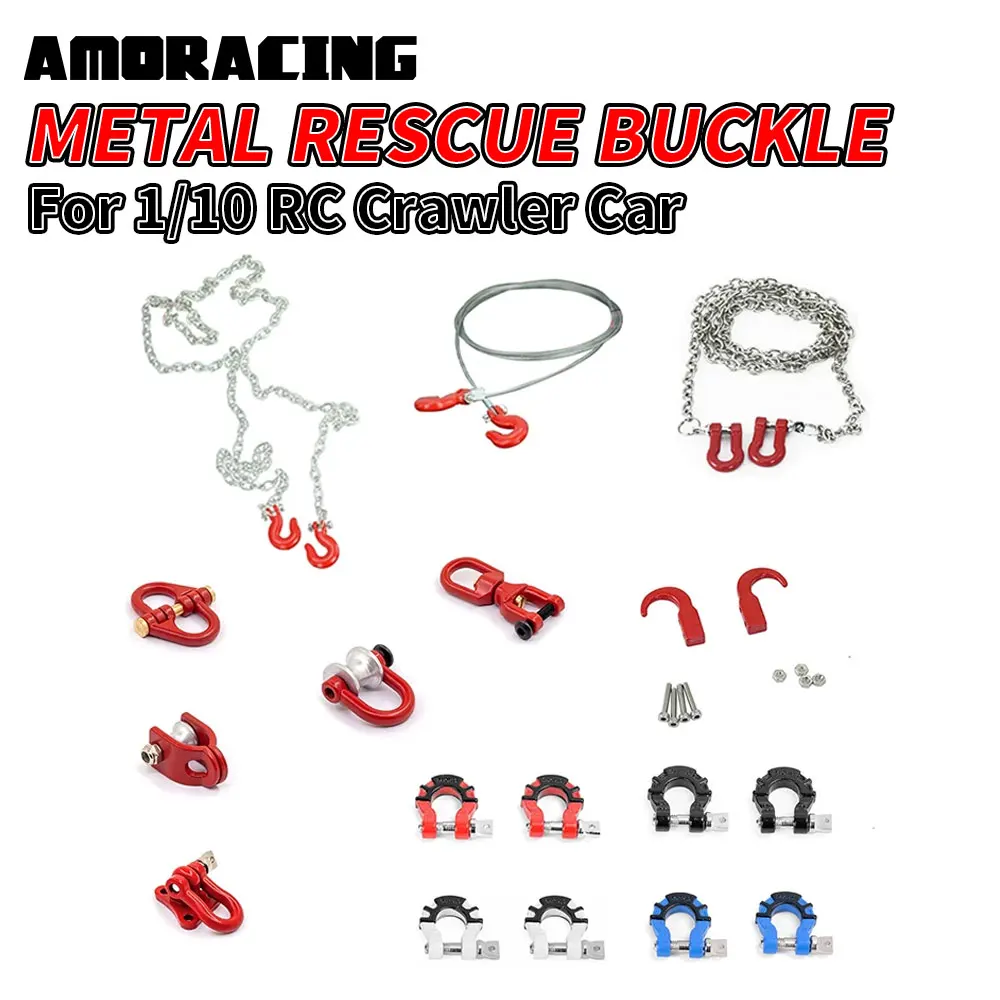 RC Car Metal Trailer Tow Hook Chain Accessories For 1:10 Model Crawler AT4 TRX6 Axial SCX10 90046 AXI03007 Redcat MST