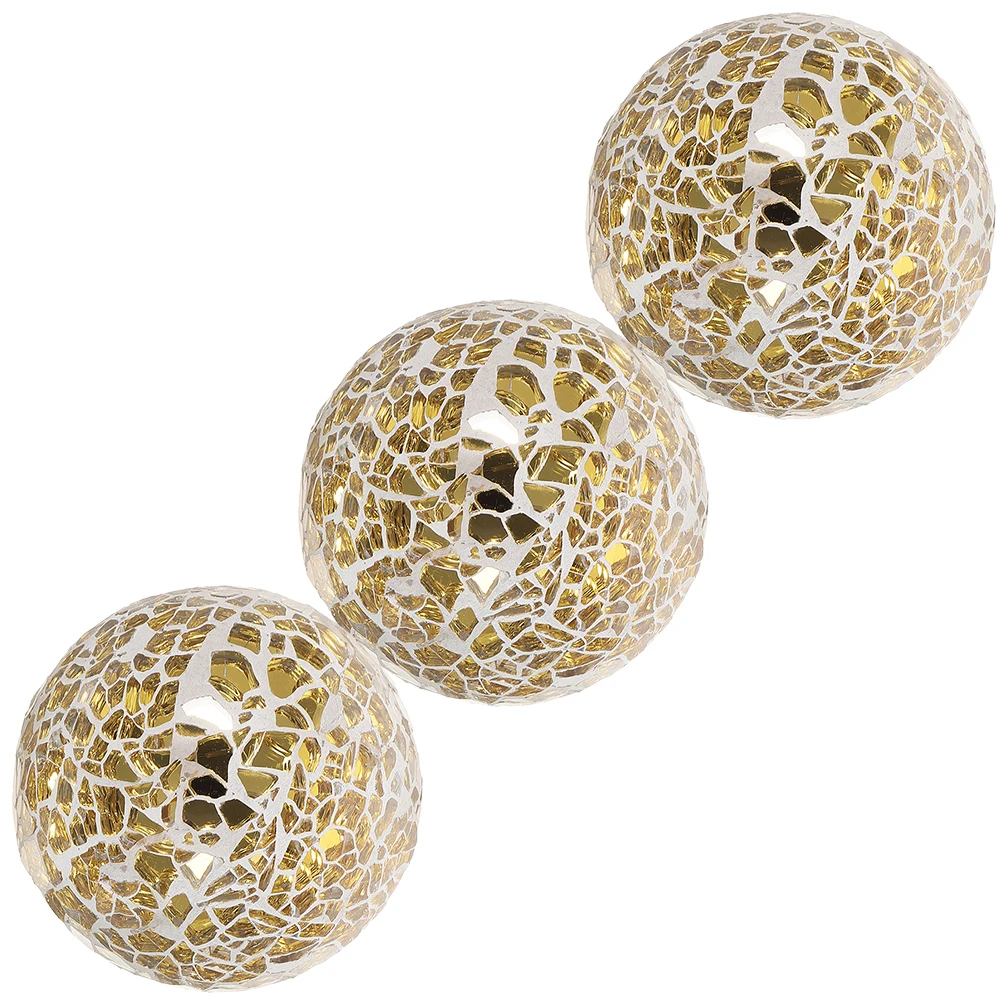

3pcs Decorative Balls: Crackled Glass Spheres Ornament Balls For Living Room Home Decor Tables Vases Wedding Party Centerpiece