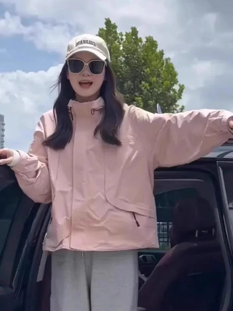 American Sle ort vêtements de travail en plein air Jaet femmes printemps automne ular coupe-vent manteau trajet Sle coupe ample fermeture éclair Cl...