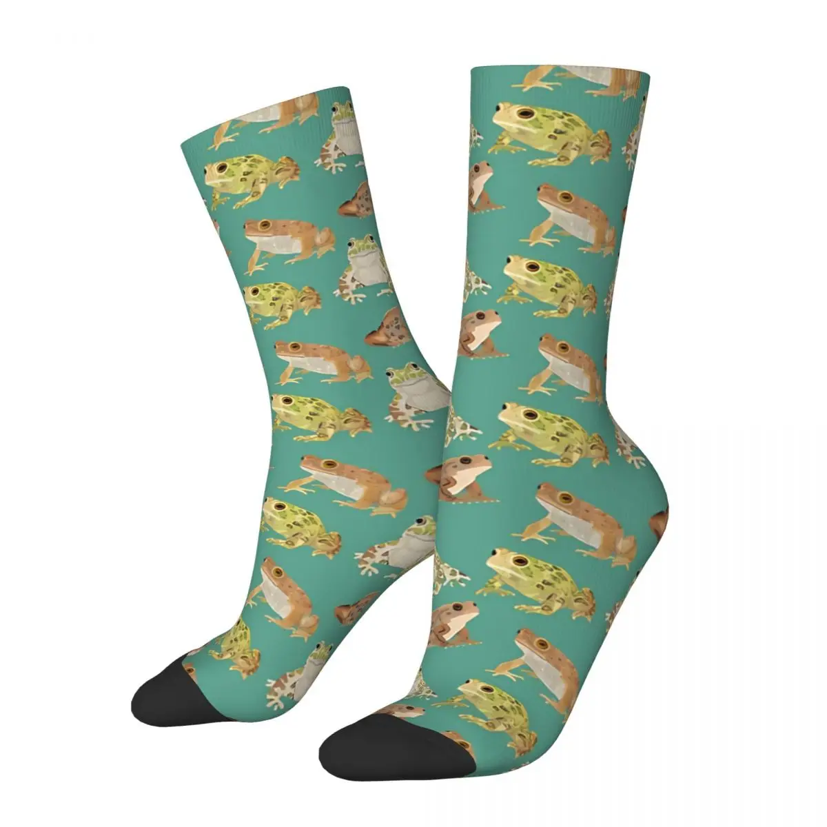 Funny Happy Men\'s Socks Toads Retro Harajuku Frog Animal Street Style Casual Crew Crazy Sock Gift Pattern Printed