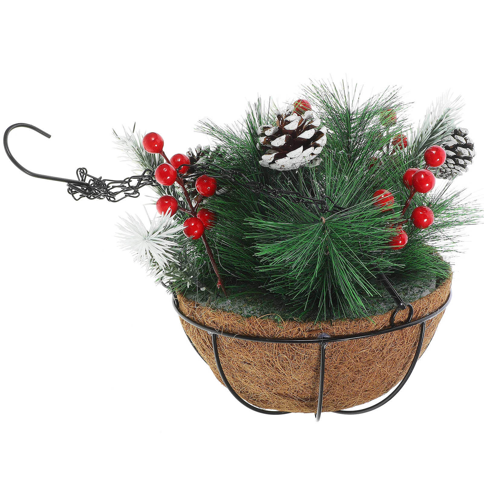 

Christmas Hanging Basket Decorations Festival Ornament Pendant Wreaths Scene Outdoor Front Porch LED Flower Adornment