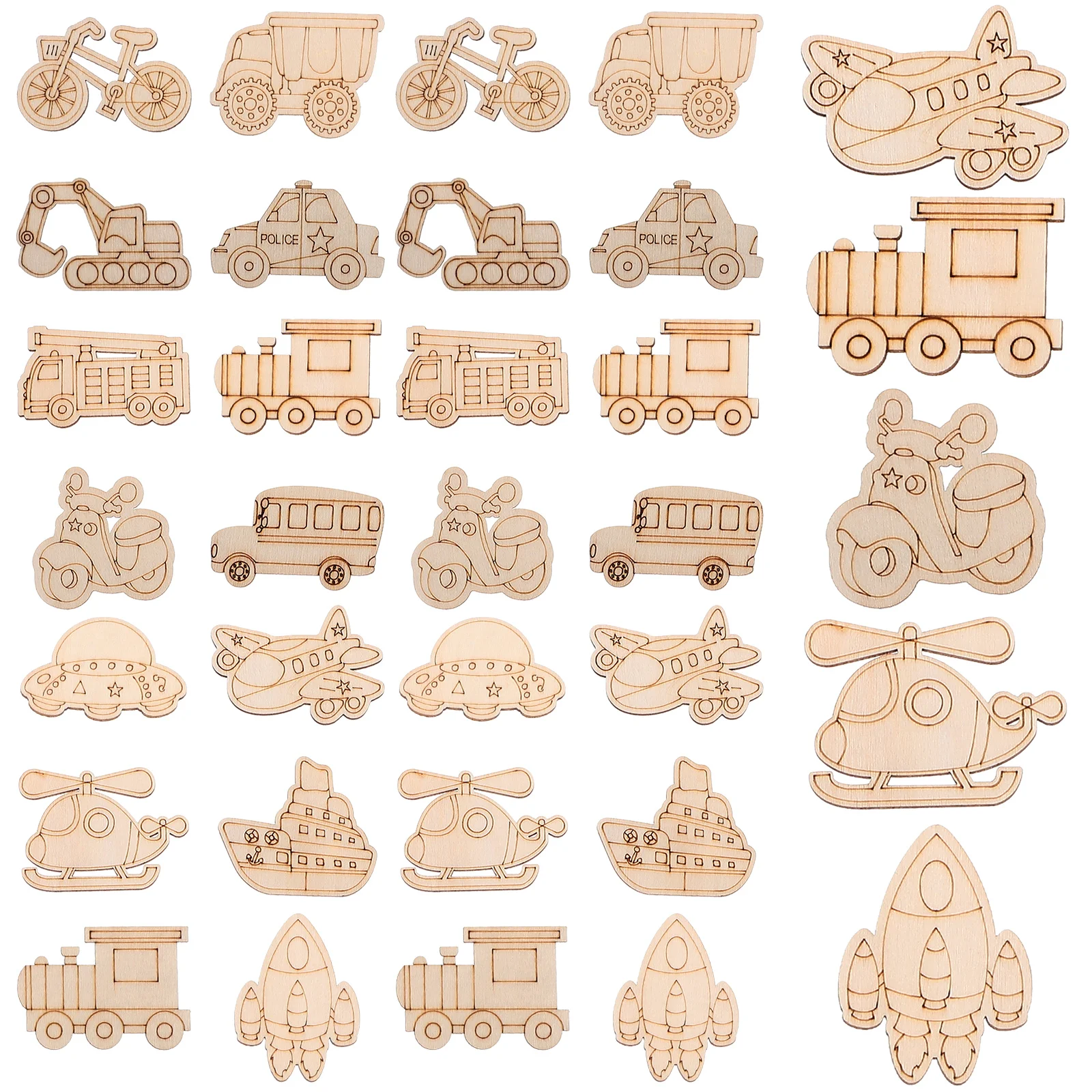 50 Pcs Aircraft Wood Chips Blank Slices Signage Unfinished Vehicle Wooden Ornament