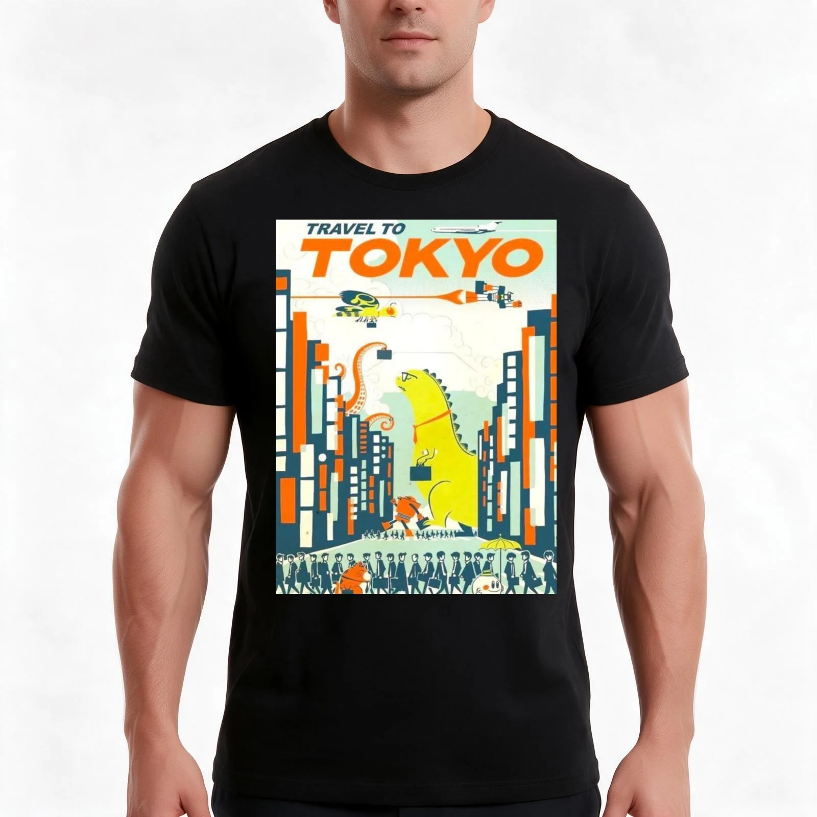 Tokyo Japan Vintage Travel Poster | Aesthetic Japanese Tourism Art Poster T-Shirt, Summer Casual Cotton Tee, Unisex Men Women