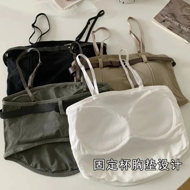 Summer New Hot Girl Outer Wear Chest Pad Spaghetti Straps Chest Wrap Girl\'s Underwear Sexy Casual Belt Tube Top Beautiful Vest