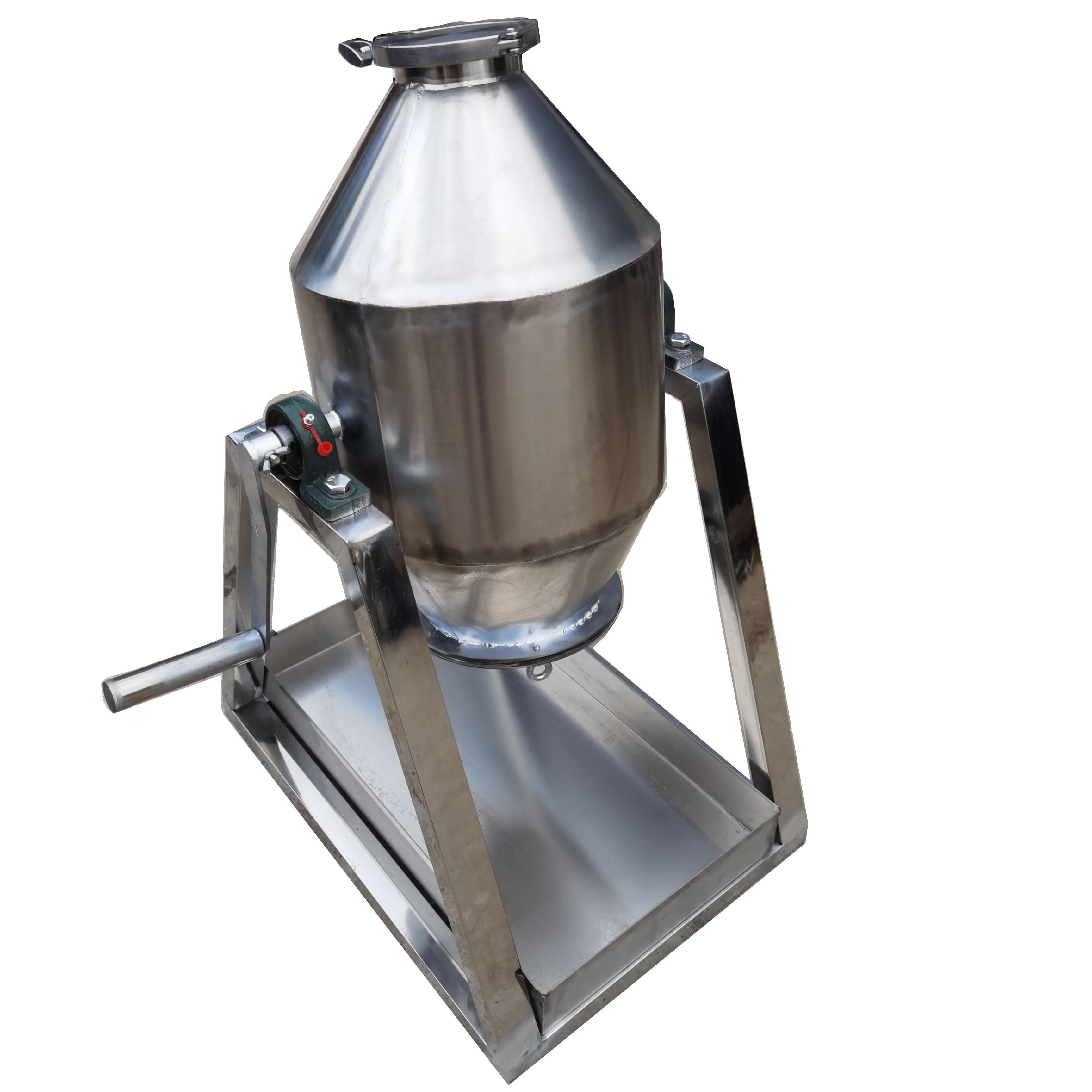 Stainless Steel Waist Drum Mixer, Dry Powder Blender, Pharmaceutical & Food Powder Mixing Machine, 360° Rotation Mixing Tank