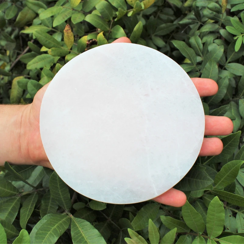 Natural Selenite Round Plate, Selenite Slice, Jewelry Holder, White Gypsum Charging Plate, Home Decor, Holiday Gifts