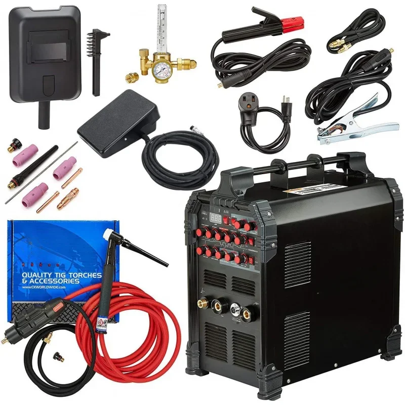 225 Amp IGBT AC DC Tig/Stick Welder with Pulse CK17 Flex Torch and Cable