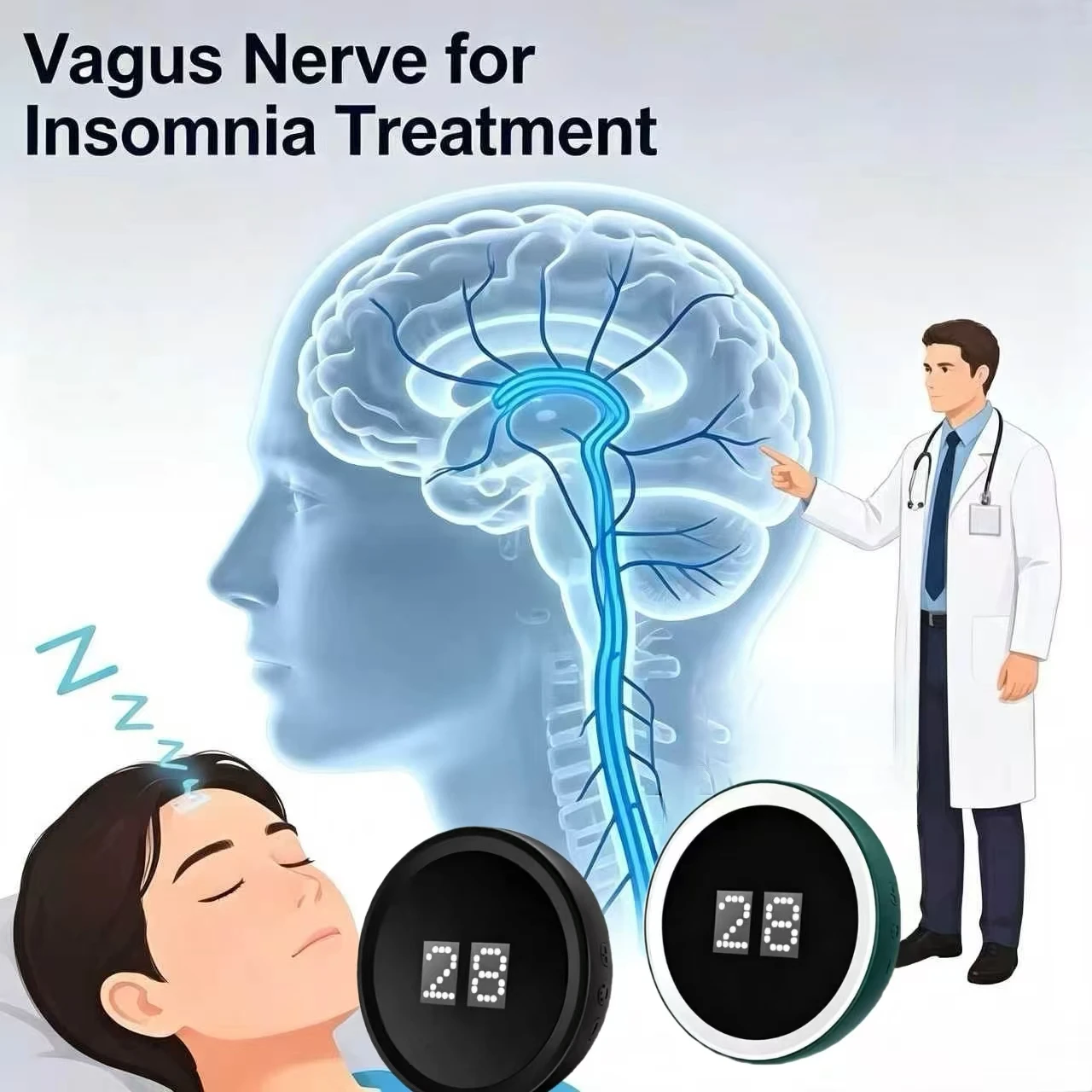 Portable Vagus Nerve Stimulator Ear Clip Sleep Aid Device Fast Deep Sleep Support Anxiety Relaxation Therapy Rechargeable