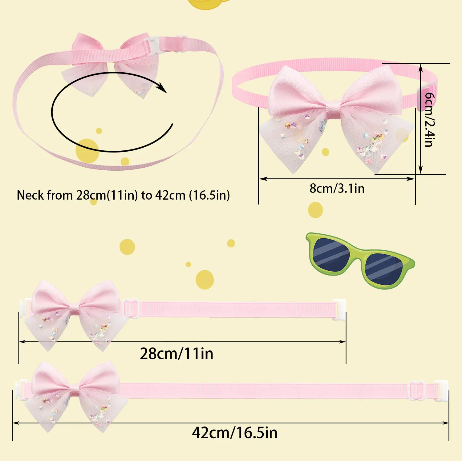 50/100Pcs Dog Grooming Bows Ties Bling Soft Yarn Adjustable Dog Bowtie Collar Accessories Bows For Puppies Girls Cat Pet Product