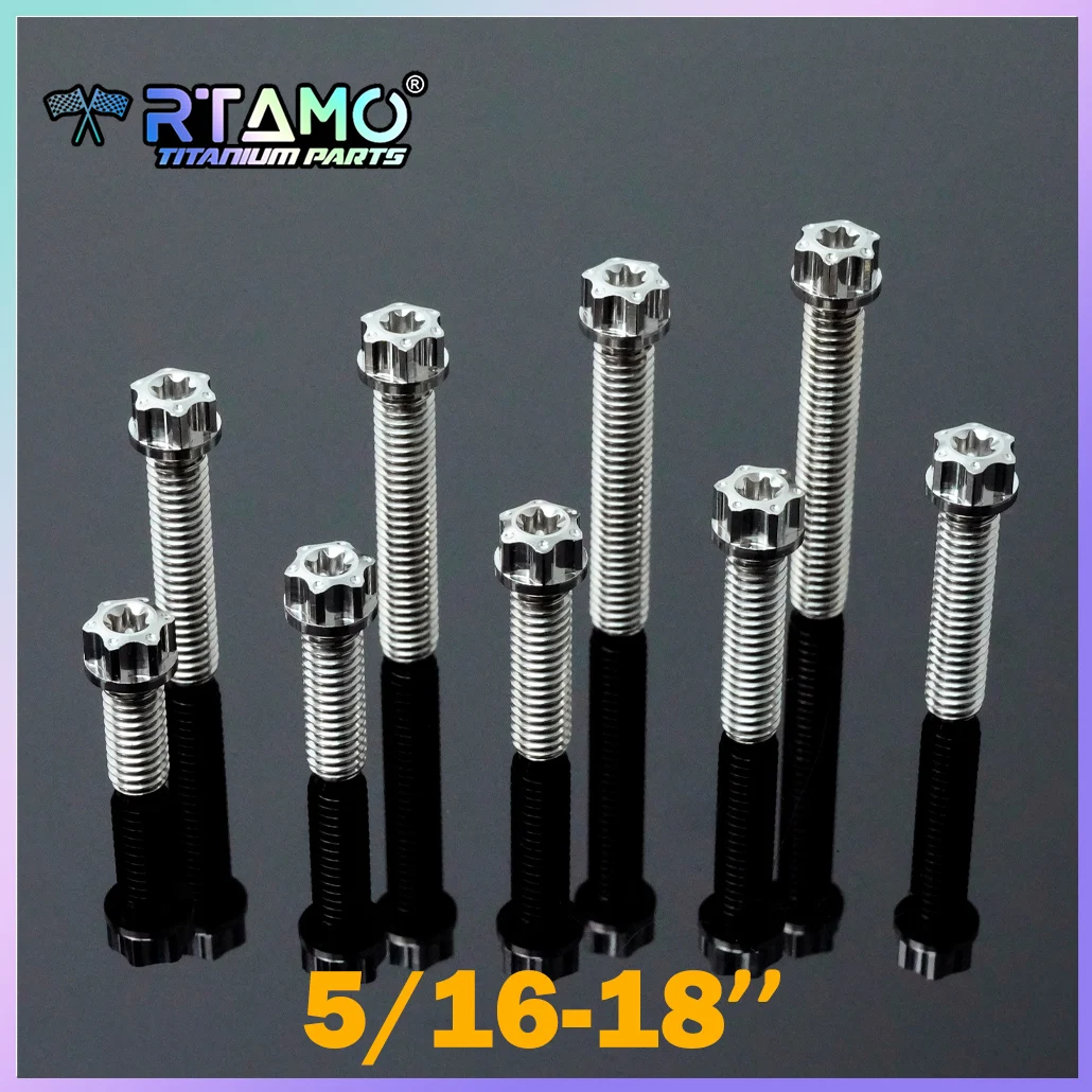 RTAMO Grade5 Titanium Bolt 5/16-18'' Imperial Bolt UNC inch Screw British Standard Screws for Bike Motorcycle Modification