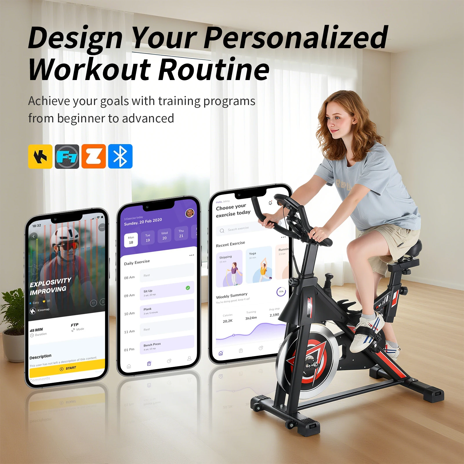 Kehot Indoor-Heimtrainer, leiser Fahrradtrainer mit LCD, einstellbarem Widerstand und Herzfrequenzmesser, Heimtrainer mit Ständer