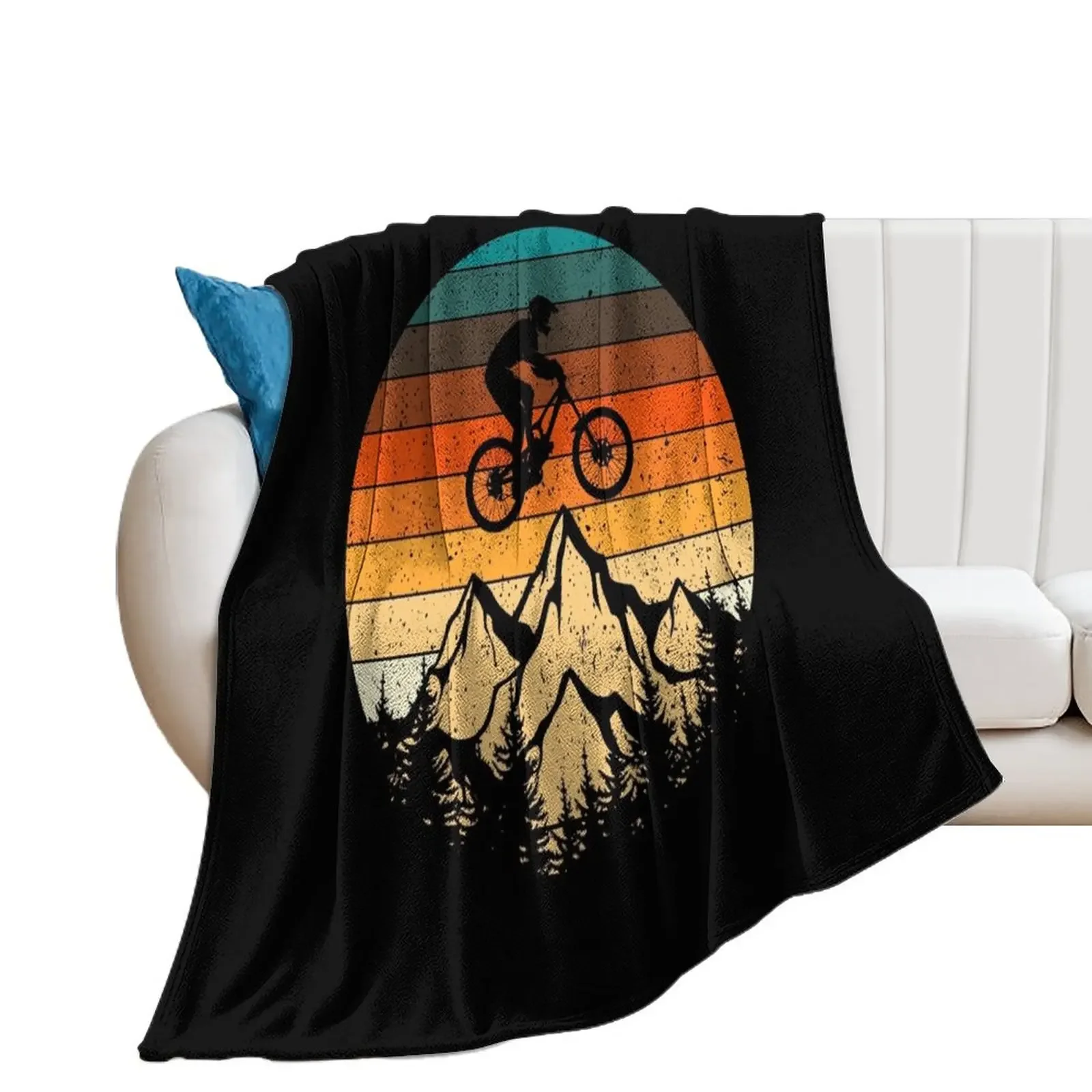 Mountainbike Downhill Retro Vintage Gift Throw Blanket Bed covers Plaid Flannels Blankets