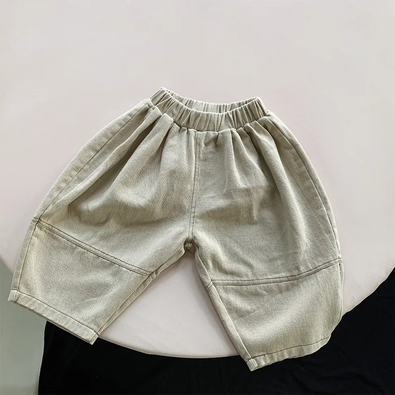 MiniAinis Spring Summer New Boys Loose Casual Pants Girls Cotton Harlan Pants Children Dark Gray Apricot Solid color Trousers