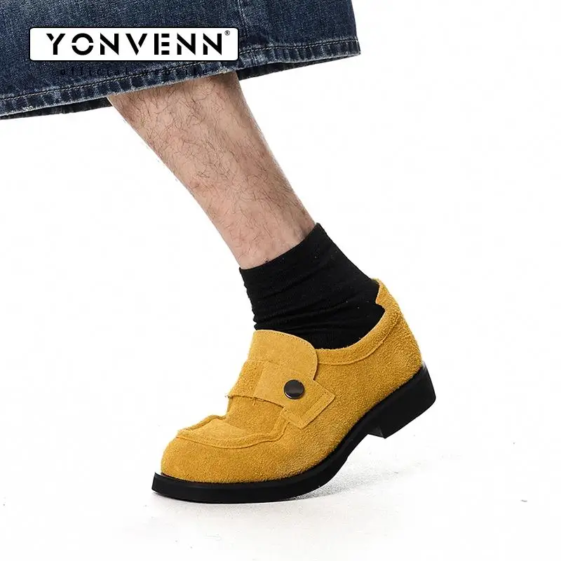 New tri color metal button loafers for men with a lazy and luxurious style and a trendy slide in leather shoe trend