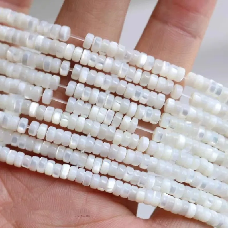 white sea shell roundelle 3/4/6mm for DIY jewelry making  loose beads  FPPJ wholesale beads nature gemstone