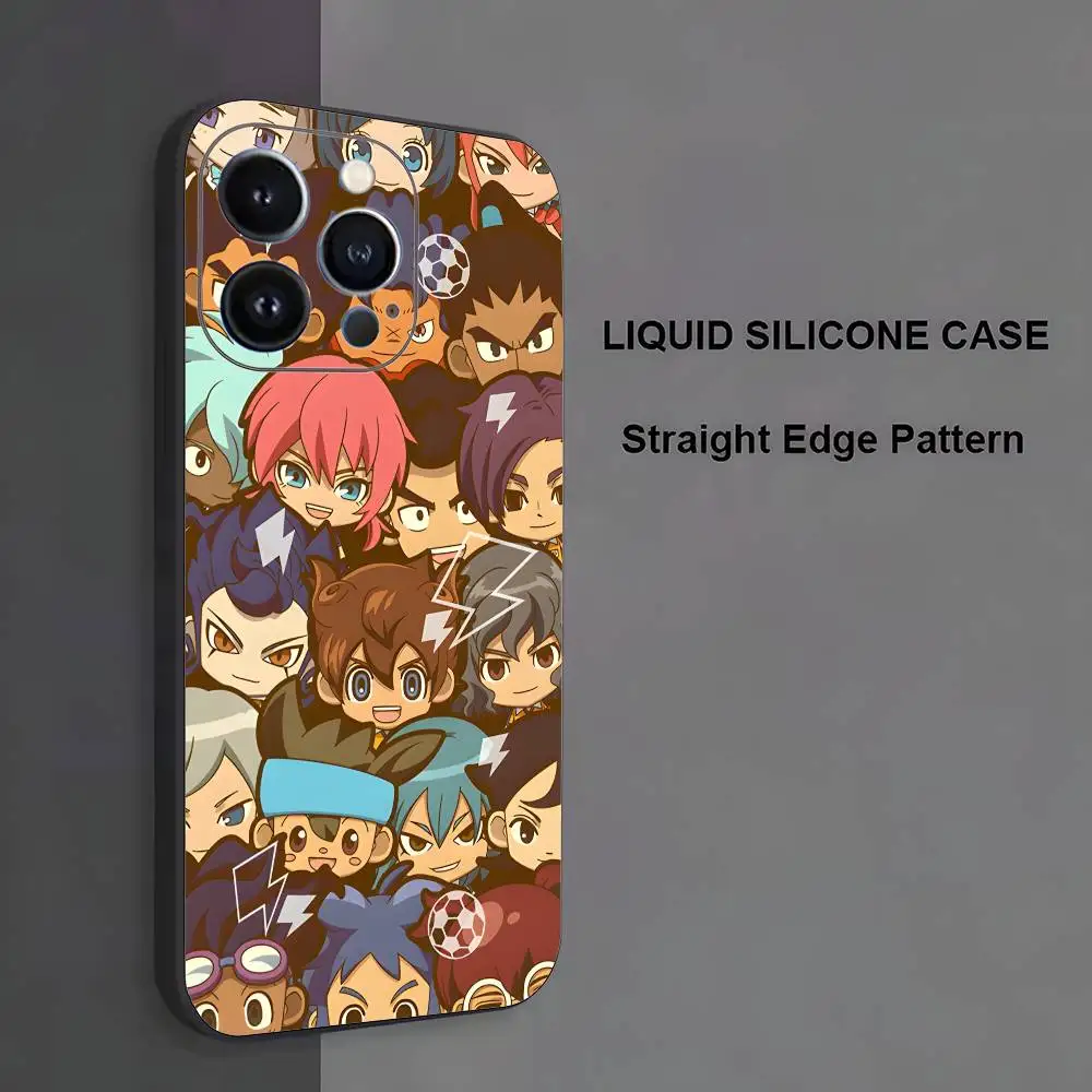 حافظة هاتف I-Inazuma E-Eleven لهاتف iPhone 17,16,15,14,13,12,11,Pro Max,XS,X,XR,SE,Mini,8,7,غطاء أسود من السيليكون الناعم