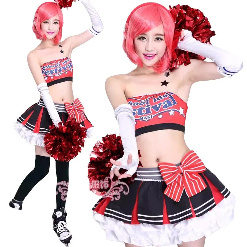 CyLoveLive 치어 코스프레 애니메이션 러브 라이브 10월 스포츠 치어리더 호노카 야자와 니코 토조 코토리 노조미 의상 유니폼 코스튬