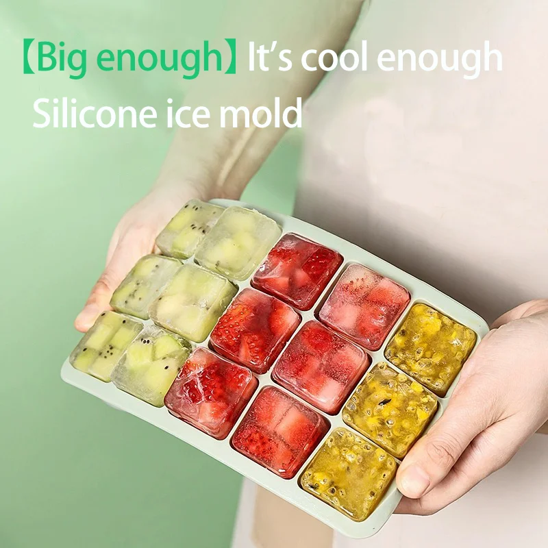 15 Grid Silicone Ice Cube Molds , Square Box Auxiliary Food Puree Cheese Jelly Mold Bar Kitchen Tool Cocktail Cube