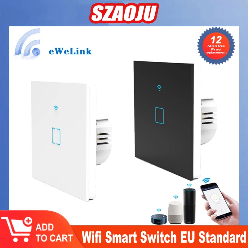 Szaoju EWelink APP Smart Life Light Switch WiFi Touch Sensor  Switch Remote Control No Neutral Wire For Alexa Google Home Alice