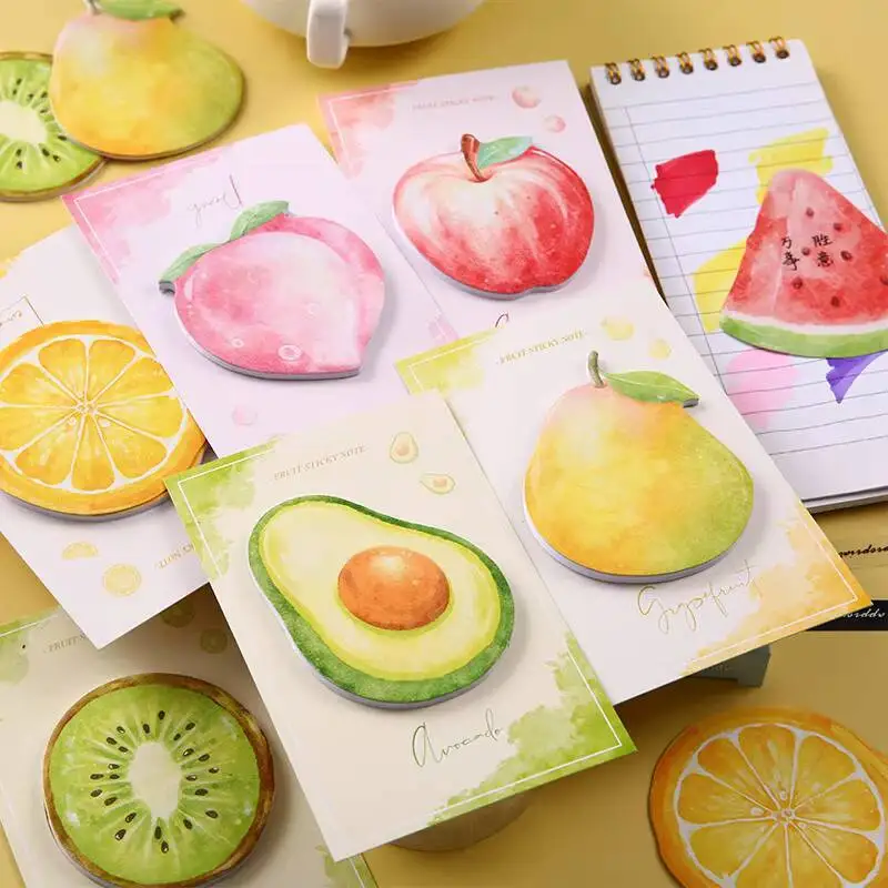 1-2-4-8-16 pcs Cute Kawaii Colorful Fruits Sticky Note Memo Pad Office Planner Sticker Stationery School Supplies