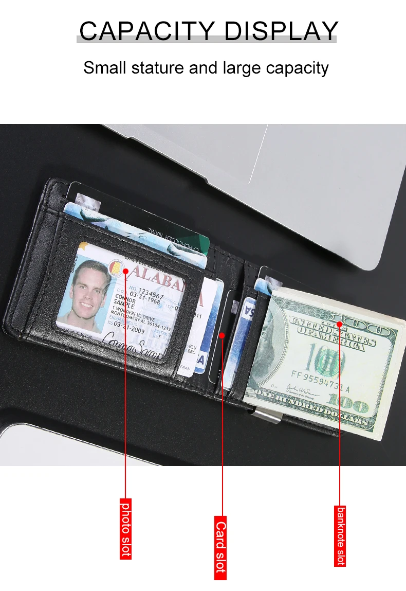 Kartenetui aus PU, multifunktionale Kartenhülle, superfeste, verschleißfeste RFID-Schutz-Kartenklemme – Detail 9