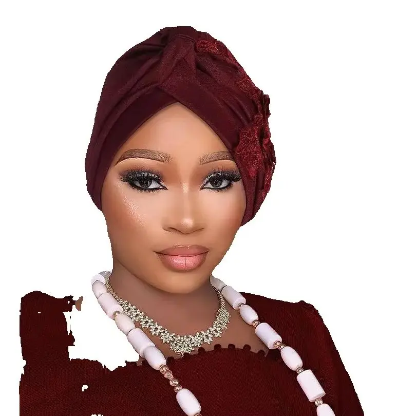 

2025 Muslim Women Flower Headscarf Hijab Pleated Hat Turban Indian Head Wrap Chemo Cap Hair Loss Headwear Bonnet Turbante Mujer