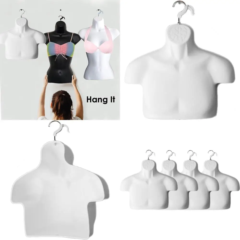 

White S-M Size Male Mannequin Set of 4, Hollow Chest with Plastic Injection, Hanging Back Design