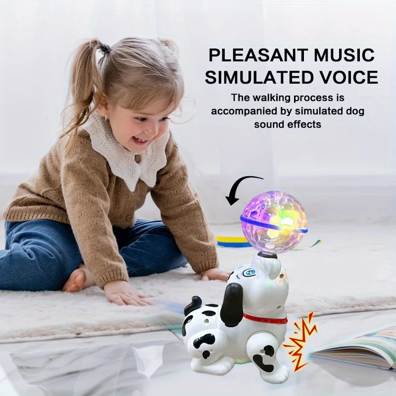 インタラクティブなダンシングダルメシアン子犬ロボットおもちゃ、自動で這う、安全なABS電動犬、音楽と障害物回避機能付き