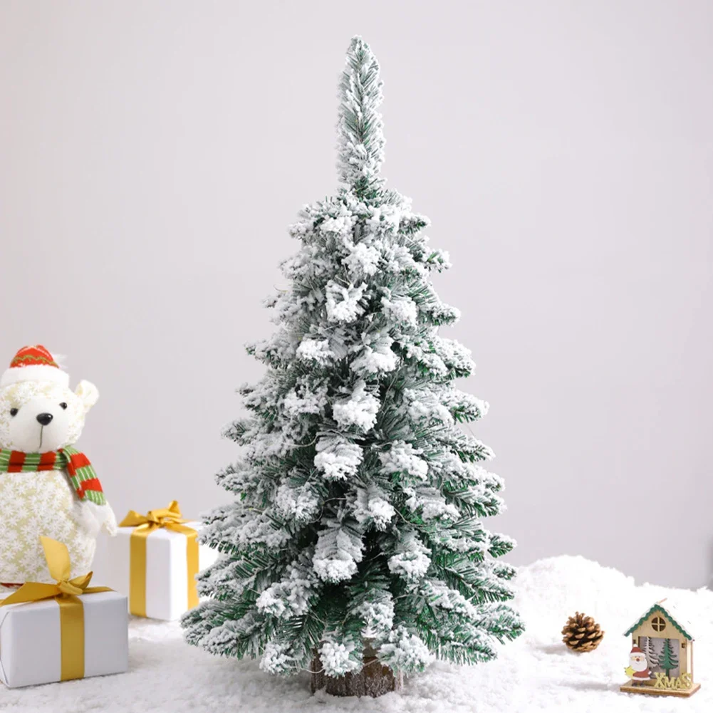 Árbol de Navidad de escritorio, pino escarchado de nieve Artificial, adornos navideños, árbol flocado de Navidad, decoración de mesa navideña