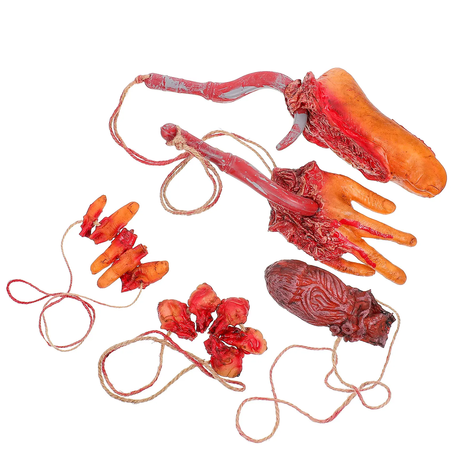 1 set Halloween Props Ghost House Decorations Scary Yard Supplies Broken Body Parts Severed Hands Feet Cotton Latex Practical