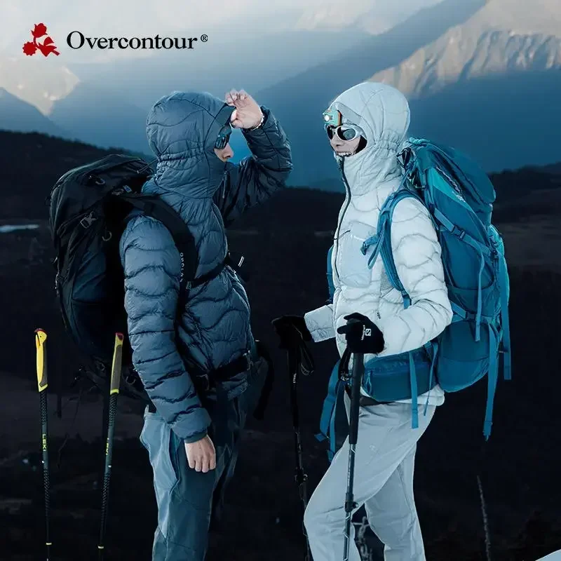 Overcontour x Ailaisen Man Goose Down jacket Windproof jacket ultra light down warm Hiking clothing 800FP Quick Storage