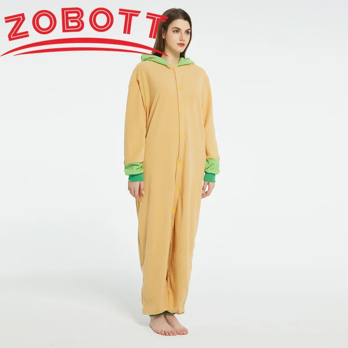 Yoda Pijamas de una pieza de dibujos animados para bebé, pijamas de manga larga, ropa de descanso informal holgada, ropa de casa para hombres y mujeres