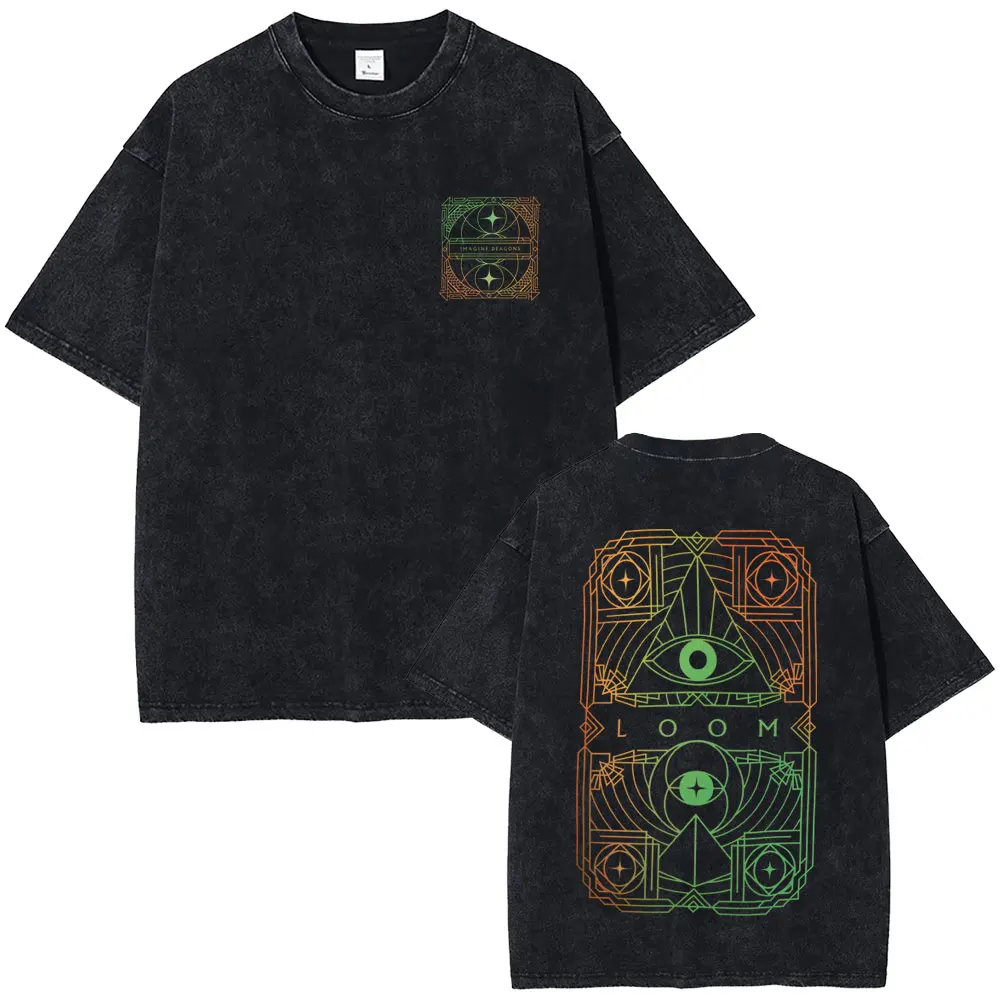 

Washed Vintage Rock Band Imagine Dragons Loom World Tour 2025 T Shirt Men Women Fashion Retro Short Sleeve Casual Oversized Tees