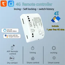 Interruptor inteligente Tuya 4G, Control remoto, 7-32V, tarjeta GSM incluida, 1 año de datos gratis, RF433MHz, Compatible con Alexa