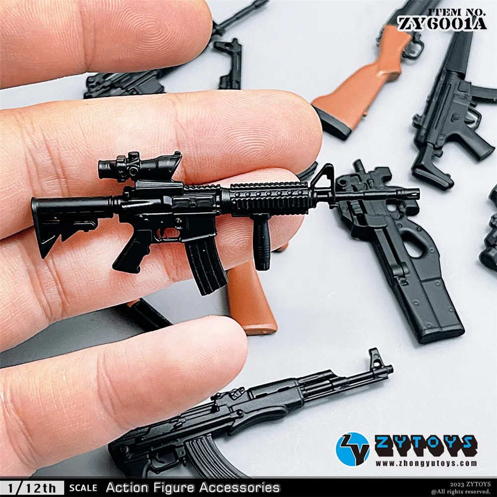ZYTOYS 1/12 Mini Plastics WW2 Soldier Weapons Model MP5 M4 AK47