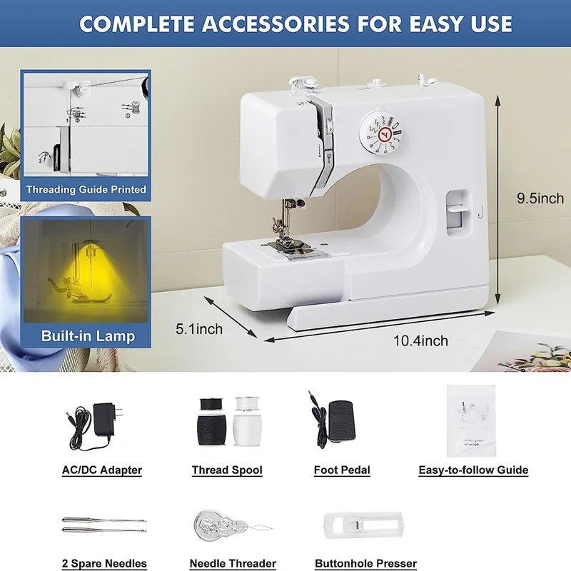 Imagem -04 - Mini Máquina de Costura 110220v Máquina de Costura Dupla 12 Fios Adequado para Iniciantes Suprimentos de Costura